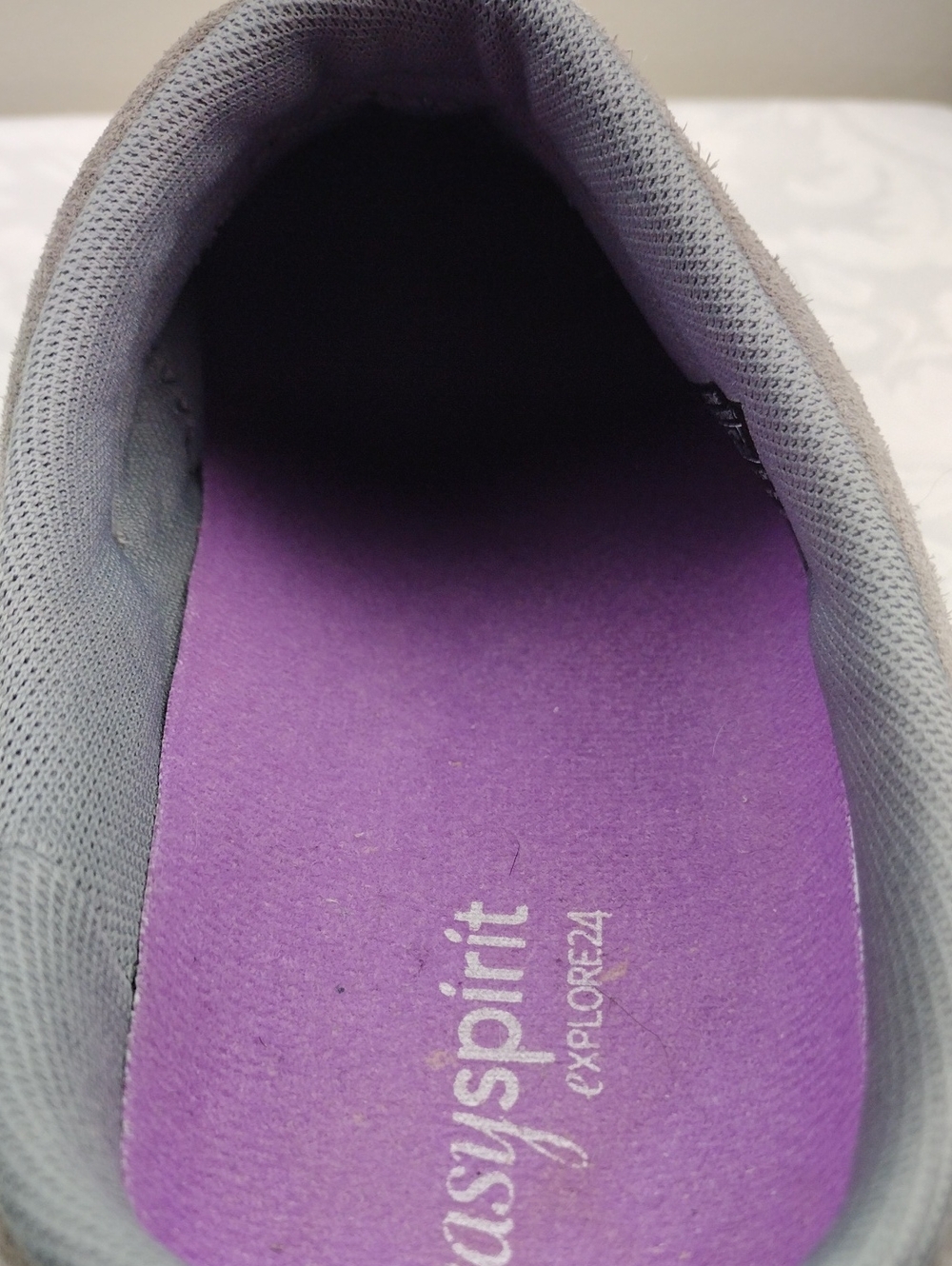 Easy Spirit Explore24 Eseztime Traveltime Grey Wool Suede Embroidery Floral Mule - Picture 14 of 16